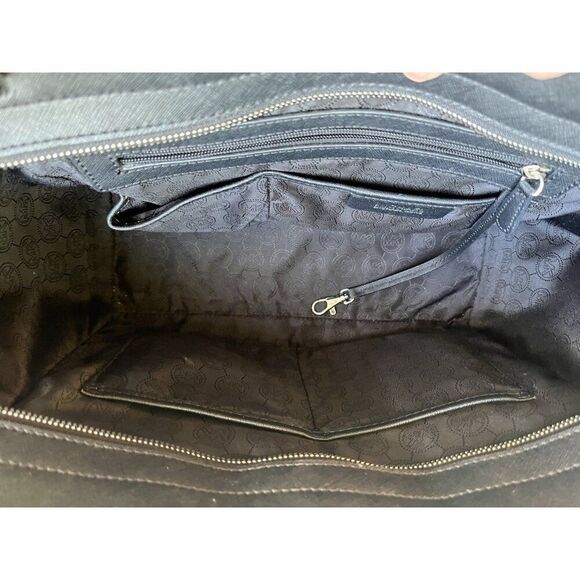 MICHAEL KORS Extra Large White Black Tote Bag Crossbody Saffiano Leather Selma - Picture 9 of 12